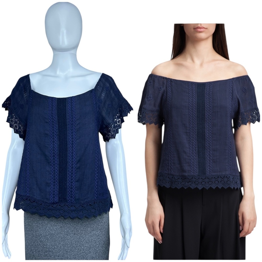 Alice + Olivia Jules Boho Festival Embroidered Lace Top Blouse Size Medium